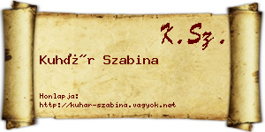Kuhár Szabina névjegykártya