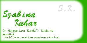 szabina kuhar business card